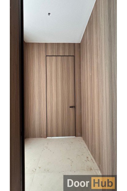 Natural Veneer Interior Door with Royal Black Anodized Profile – Developer Supply UAE Natural Veneer Interior Door with Royal Black Anodized Profile – Developer Supply UAE